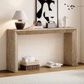 Merax Modern Entryway Table with 2 Concealed Drawers, Natural | Long Farmhouse Console Table with Thickened Legs, Sofa Table Behind Couch, Waterfall Design, for Living Room Hallway
