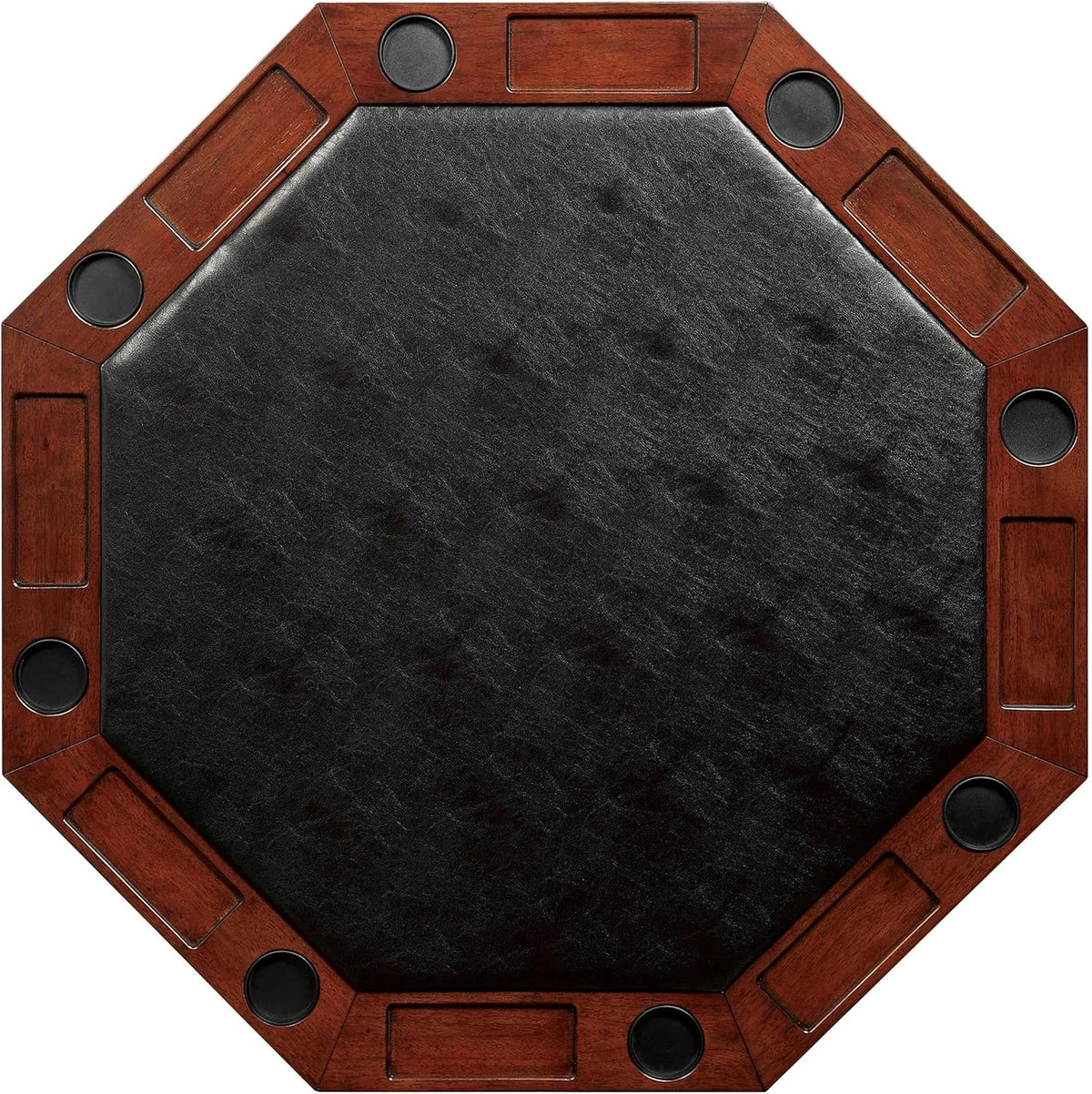Furniture of America Deaton 48" x 48" Traditional 8-Sided Octagon-Shaped Wood Gaming Table with Inter-Changeable Top, Cupholder, Pedestal Legs, Assembly Required, in Cherry Finish