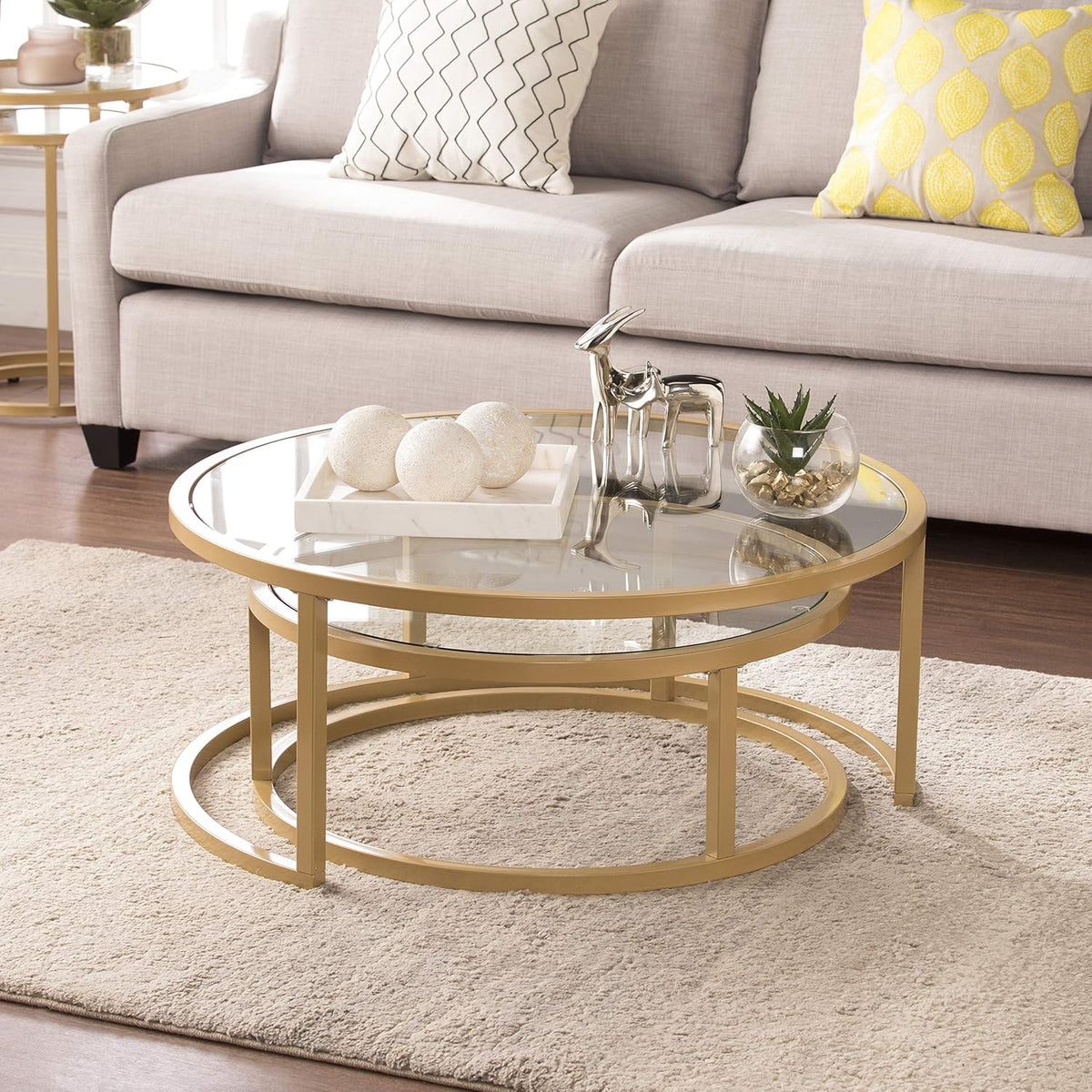 SEI Furniture Evelyn Glam Nesting Coffee Table 2-pc Set, Gold
