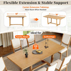 Merax 60"-78" Expandable Dining Table Set for 6, Large 7-Piece Solid Wood Rectangular Kitchen Table Set with Removable Leaf and 6 Upholstered Chairs, Space Saving Kitchen Furniture, Natural
