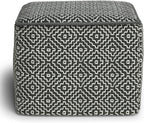 SIMPLIHOME Brody 18" Wide Square Pouf in Distressed Black Vegan Leather | Versatile boho indoor/outdoor footstool, extra seating for living room or bedroom or patio with assembled design, assembled.