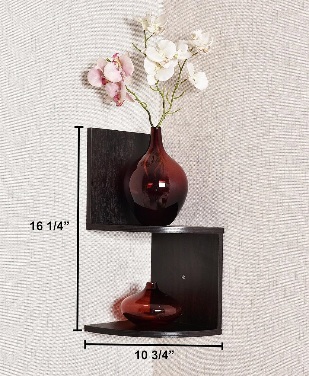 Corner Shelf, Greenco Modern Design 2 Tier Floating Shelves for Walls, Easy-to-Assemble Corner Shelf Wall Mount for Bedrooms and Living Rooms, Espresso Finish
