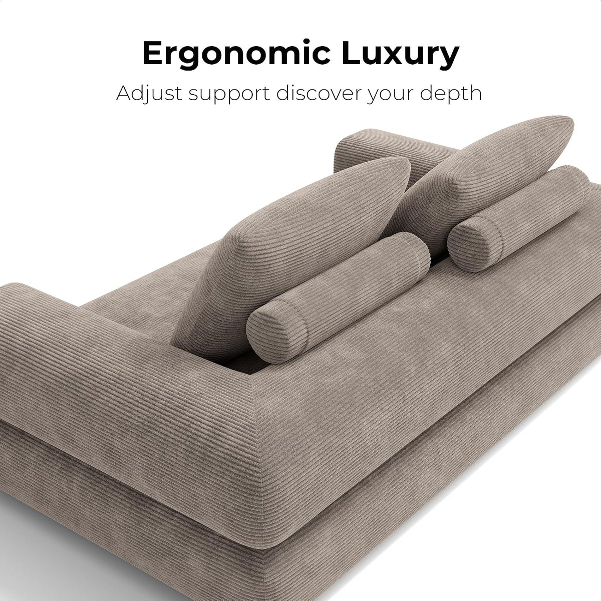 LIKIMIO FlipNest Convertible Sleeper Sofa Bed Floor Sofa 3-in-1 No Assembly, Foldable Mattress with Corduroy Upholstery Light Brown, Lounge Loveseat Couch for Living Room Studio Guest Room