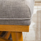 Walker Edison Nash Modern Farmhouse Large Oversized Linen Ottoman, Dark Grey
