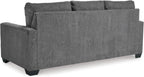 Signature Design by Ashley Rannis Queen Sleeper Sofa, Pewter Pull Out Couch | Pewter gray polyester chenille, Includes 4 in queen memory foam mattress, Space-saving 3-seater profile for living rooms