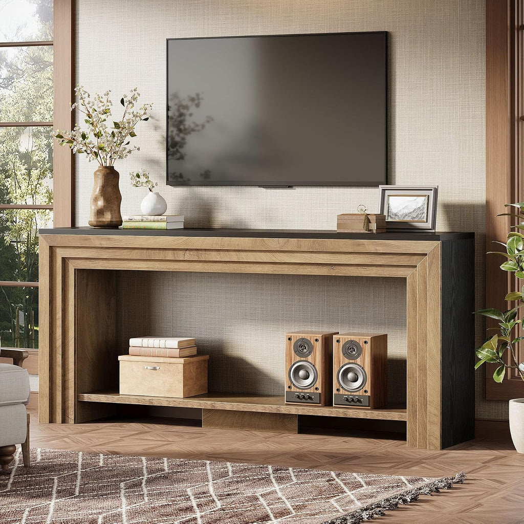 Tribesigns 70.9 Inch Narrow Console Table, Farmhouse 2-Tier Wooden Sofa Table with Storage, Space-Saving Behind Couch Accent Table for Living Room, Entryway, Hallway and Foyer