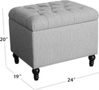 Spatial Order 24" Button Tufted Storage Ottoman - Pewter Gray