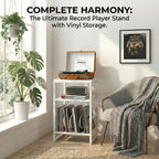 Record Player Stand,3-Tier Record Player Table with U-Shaped Vinyl Storage Up to 120 Albums,28" H End Table Turntable Stand with Storage,Record Table Vinyl for Living Room Bedroom