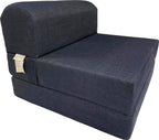 D&D Futon Furniture Sleeper Chair Folding Foam Bed, Portable Studio Guest Sofa Beds 6 x 32 x 70 Denim