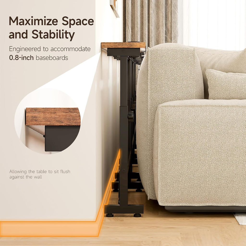2 Pack 79" Behind Couch Table with Adjustable Height Narrow Console Sofa Table with 2 Power Outlets Long Entryway Table for Hallway Bedroom Living Room Decor Foyer Furniture Rustic Brown