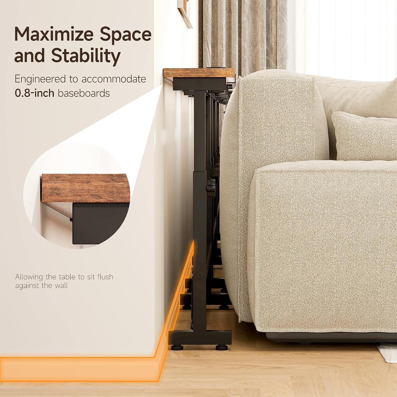 2 Pack 79" Behind Couch Table with Adjustable Height Narrow Console Sofa Table with 2 Power Outlets Long Entryway Table for Hallway Bedroom Living Room Decor Foyer Furniture Rustic Brown