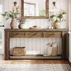 Tribesigns 70.9-Inch Long Console Table with 3 Drawers, Farmhouse Entryway Table with Storage, Rectangular Narrow Sofa Table Behind the Couch, Accent Table for Hallway, Living Room, Entry, Brown