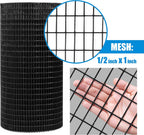 Fencer Wire 16 Gauge Black Vinyl Coated Welded Wire Mesh Size 0.5 inch by 1 inch (4 ft. x 50 ft.)