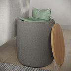 Storage Ottoman - Teddy Fabric Upholstered Ottoman with Wood Top for Living Room, Dorm, or Apartment - Ottomans with Storage by Lavish Home (Dark Gray)