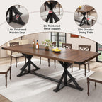 Hlivelood Dining Table for 8 10 People,Rectangular Kitchen Farmhouse Table W/Waterproof Wood Tabletop,Long Dining Room Tables W/Wood Strip Base for Kitchen Living Room(94IN BR&BK)