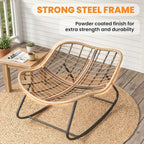 Outsunny Papasan Rocking Chair, Wicker Oversized Indoor Outdoor Rocking Papasan Chair with Cushion, PE Rattan Outdoor Rocker Egg Chairs for Living Room, Garden, Patio, Balcony, Dark Gray