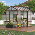 6x8 ft Wooden Greenhouse for Outdoor - Heavy Duty Walk-in Green House Kit with 6 mm Polycarbonate,Ventilated Window & Lockable Door for Backyard,Patio,Lawn