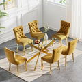 HomVent 60'' Rectangle Glass Dining Table Set for 6 | Glass Kitchen Table Chairs Set, 7PCS Modern Dining Room Table Set with 6 Dining Chair for Home Dining Room Kitchen