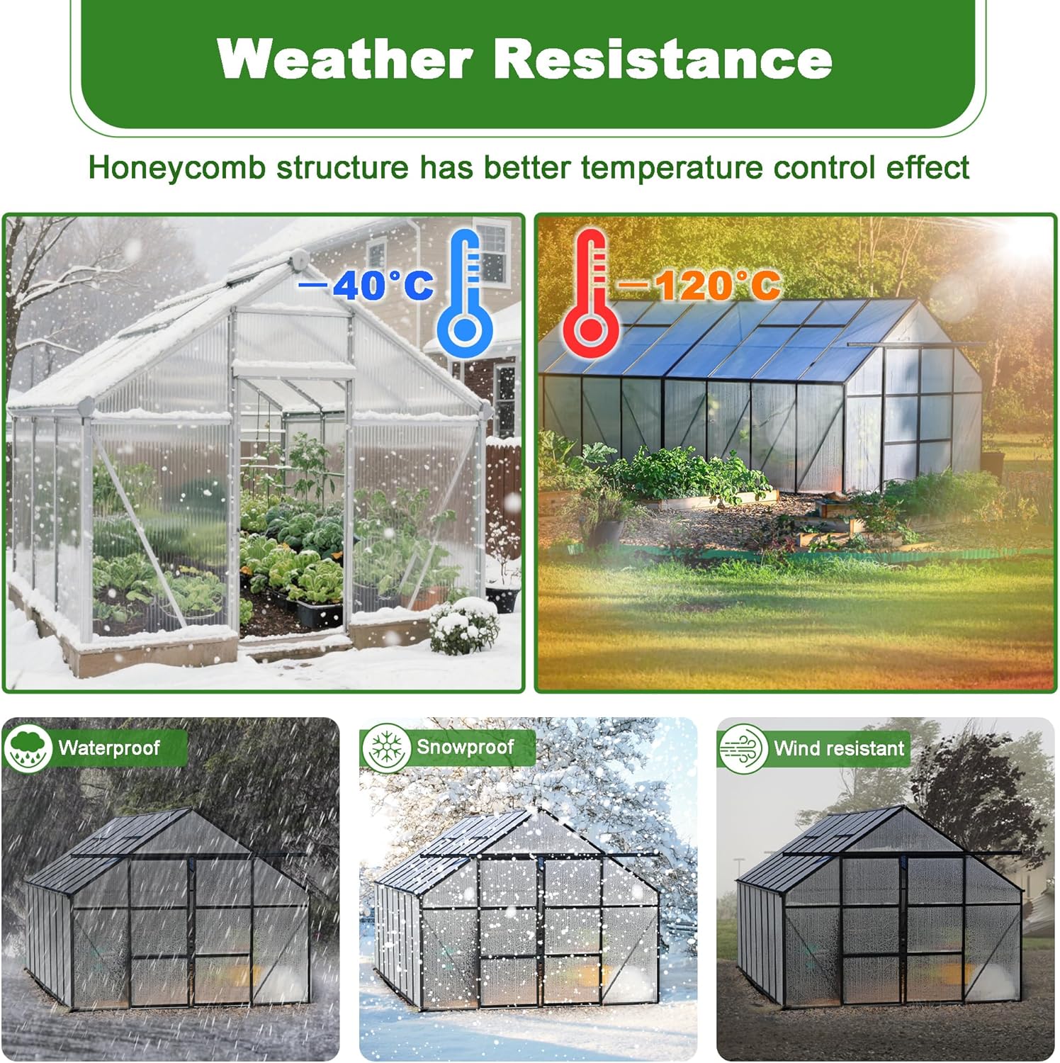 14PCS 4' X 2' X 0.32'' Polycarbonate Greenhouse Panels, Waterproof UV Protected Clear Polycarbonate Sheets Three-Layer Honeycomb Roof Panels, Corrugated Plastic Roofing Panels for Greenhouse