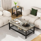 Lamerge Coffee Table Set of 3 Coffee Table and end Table Sets, Modern Metal Frame Living Room Center Table for Small Apartment Home Office（Gray）