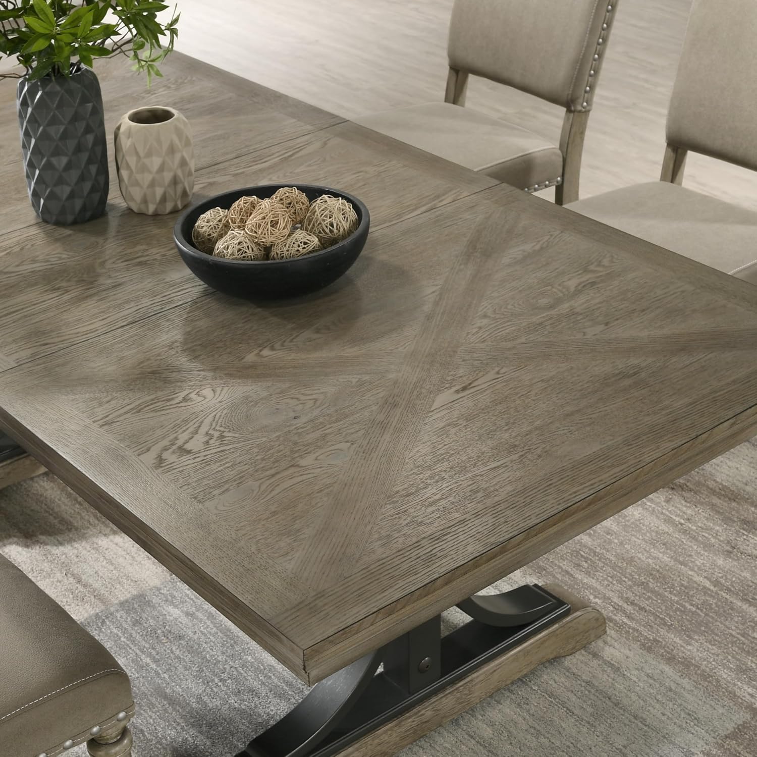 Roundhill Furniture Birmingham Dining Set, One Size, Driftwood Finish