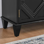 KEIKI 65.2" Mid Century Modern Sideboard Buffet Cabinet with Storage, Walnut Credenza Console Table with Adjustable Shelf, Farmhouse Coffee Bar Wine Cabinet for Living Room, Entryway, Kitchen, Black