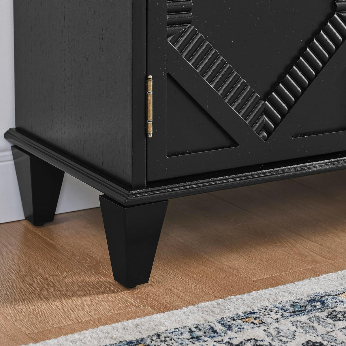 KEIKI 65.2" Mid Century Modern Sideboard Buffet Cabinet with Storage, Walnut Credenza Console Table with Adjustable Shelf, Farmhouse Coffee Bar Wine Cabinet for Living Room, Entryway, Kitchen, Black