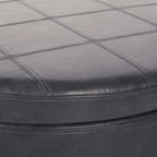 OSP Home Furnishings Alloway Storage Ottoman with Antique Bronze Nailheads, Pewter Faux Leather
