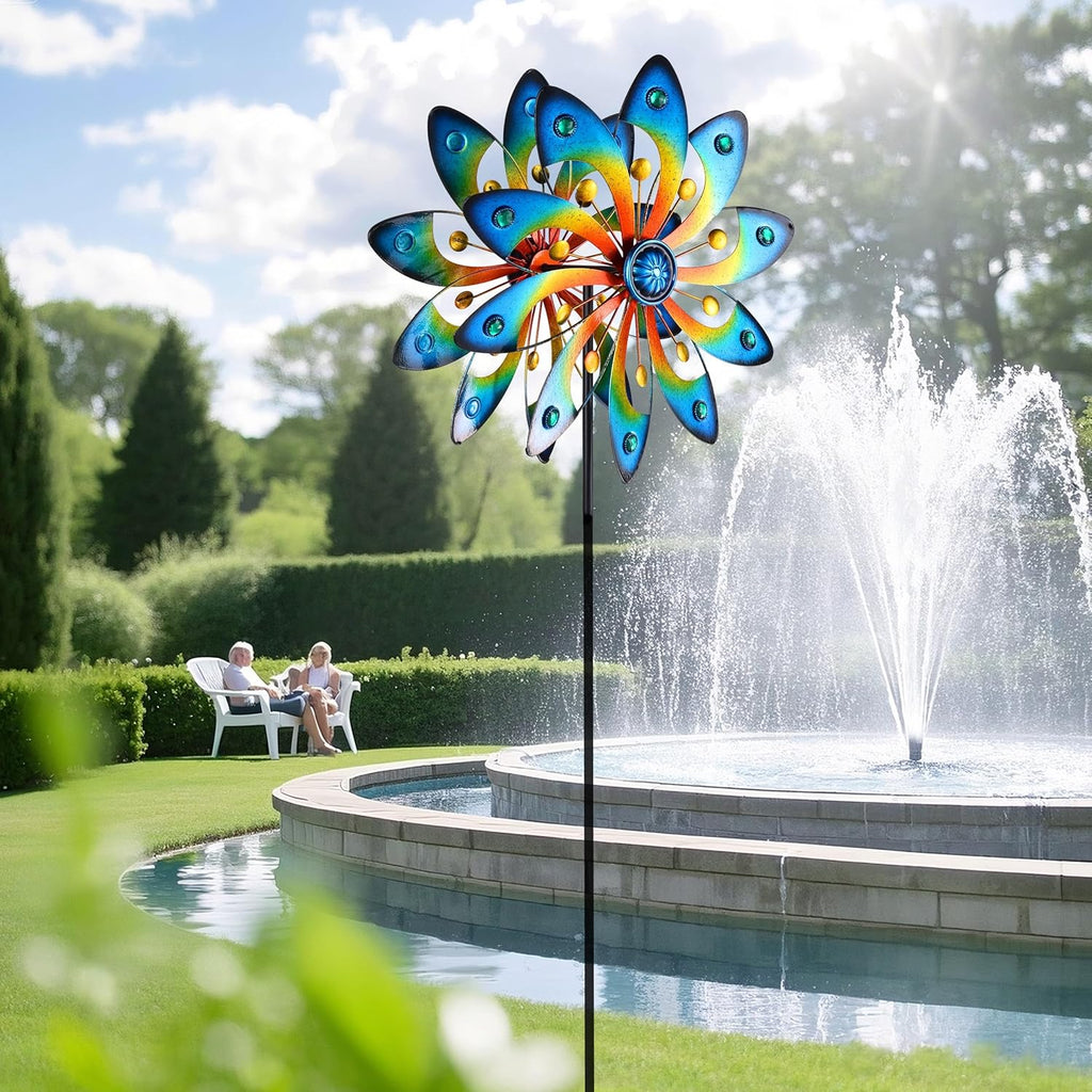 Metal Wind Spinner for Yard Decor Garden Windmill Outdoor Kinetic Wind Sculpture Dual Direction for Backyard Patio Lawn Homewarming Gift
