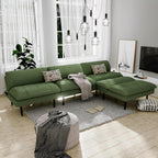 Ribilake 2 Sets 70" Futon Sofa Bed, 4 in 1 Multi-Function Couch Sleeper with Adjustable Backrest, Modern Convertible Futon, Recliner Small Loveseat for Living Room, Green