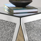 Crystal Mirrored Side Table, Living Room Side Table Sofa Couch Side Tables, Mid Century Modern End Table Accent Table, Small End Table Bedside Tables Mirrored Nightstand for Bedroom Corner