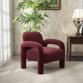 Modern Accent Chair, Comfy Velvet Upholstered Armchair, Cozy Vanity Chair Single Sofa, Tufted Barrel Chair Reading Chair for Living Room, Bedrooms, Corner（Red）