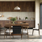 LITTLE TREE 63" Modern Dining Table, Rectangular Dinner Table for 4-6, Farmhouse Kitchen Table, Sturdy Wood Pedestal Base for Kitchen/Dining Room, Rustic Brown & Black