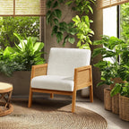 Yaheetech Rattan Accent Chairs Set of 2, Boho Vintage Armchairs, Ivory