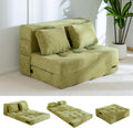 MAXYOYO Convertible Sofa Bed, Fold Out Loveseat Sofa Couch with Pillow, 4 in 1 Tufted Folding Couch Bed Foam Floor Couch, Lazy Chair for Living Room Bedroom Guest Room, Green