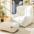 Cvortll Giant Bean Bag Chair for Adults with Ottoman, High-Density Oversized Bean Bag Sofa, Cozy Lazy Comfy Floor Sofa for Bedroom, Reading Chair for Living Room, White