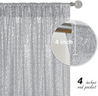 Silver Sequin Backdrop Curtain 4 Pieces 2FTx8FT Glitter Photography Backdrop for Party Wedding Birthday Christmas Decorations