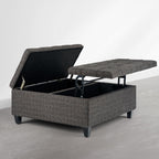 SIMPLIHOME Harrison Coffee Table Storage Ottoman - 36 inch Wide Upholstered Tweed Look Fabric Square Ottoman in Warm Dark Charcoal Melange, Transitional Ottoman for Living Room with Split Lift-Up Lid