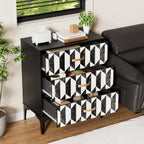 Anbuy Black Marble Nightstand, Modern Night Stand with 3 Drawers for Bedroom, Large Side End Table Bedside Night Tables with Gold Handles & Matel Legs