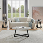 Roundhill Furniture Modern Harmony 3-Piece Wood Oval Coffee Table Set, Gray