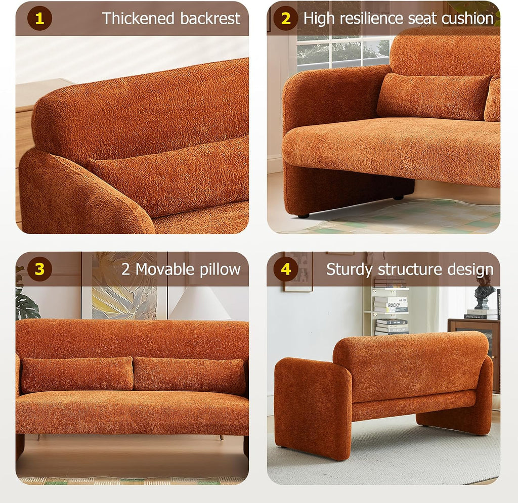 59" W Upgrade Lambswool Fabric Loveseat Sofa, Modern Love seat Couch, Solid and Easy to Install, Upholstered 2-Seater Couch for Bedroom, Apartment, Living Room
