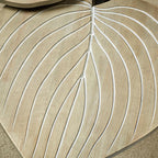 Delft Isle Natural-Inspired Shaped Accent Table | Neutral Almond Finish with Whitewash Detailing | Three-Tiered Leaf Tabletop with Veining | Black Tripod Metal Legs | Whimsical Leaves Wood Furniture