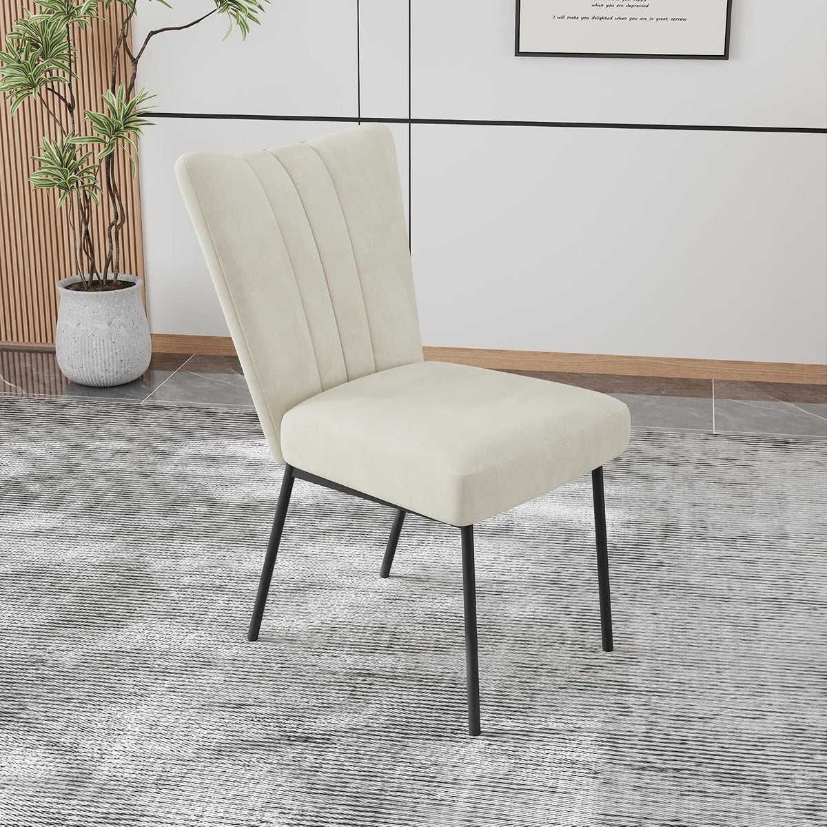 ZckyCine Dining Chairs Set of 4, Upholstered Velvet Kitchen Chairs with Thick Padded Seat and Sturdy Metal Legs, Modern Farmhouse Accent Chairs for Dining Room, Living Room, Waiting Room