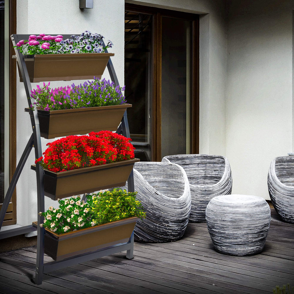 6-Ft Raised Garden Bed - Vertical Garden Freestanding Elevated Planter with 4 Container Boxes - Good for Patio or Balcony Indoor and Outdoor - Perfect to Grow Vegetables Herbs Flowers