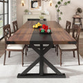 Hlivelood 71 Inch Dining Table for 6 People, Rectangular Kitchen Farmhouse Table W/Thickness Waterproof Wood Tabletop,Long Dining Room Tables W/Wood Strip Base for Kitchen Living Room(Brown&Black)