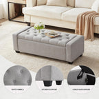 Huatean Home 48" Ottoman with Storage, Light Gray Storage Ottoman Bench