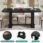 YITAHOME 70" Dining Table for 6–10 People, Farmhouse Rectangular Kitchen Table with Thick Base for Dining Room, Living Room, and Kitchen, Black