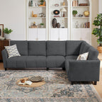 102" Convertible Sectional Sofa Couch, L Shaped Couch with Back Cushions, Modern Upholstered 6-Seat Reversible Sofa Set for Living Room, Apartment, Office, Dark Grey