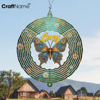 Personalized Butterfly Wind Spinner 3D Stainless Steel, Butterfly Garden Spinner Hanging Outdoor Decor, Wind Spinners Outdoor, Custom Gift for Grandmother, Mom, Wife