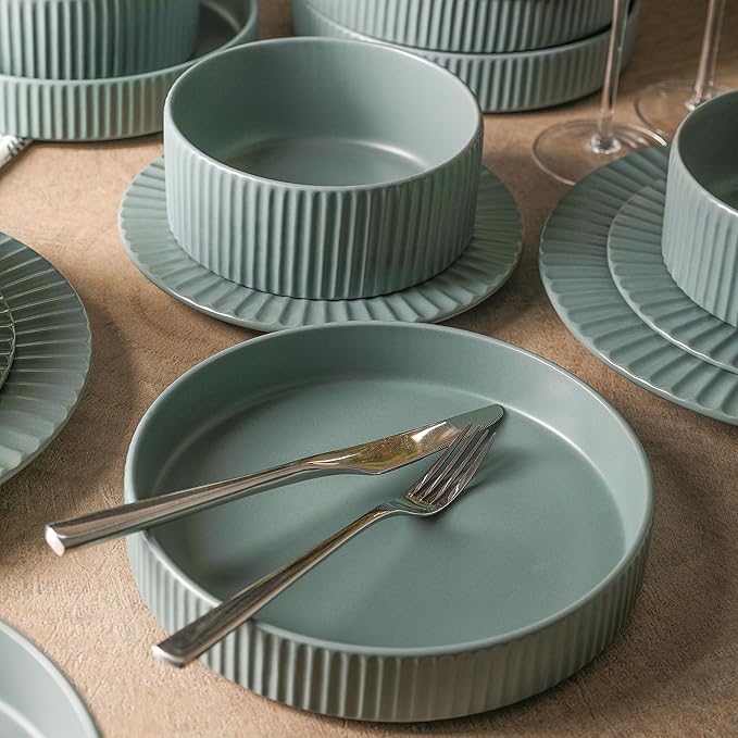 Christian Siriano Lusso 16-Piece Dinnerware Set Stoneware, Stone